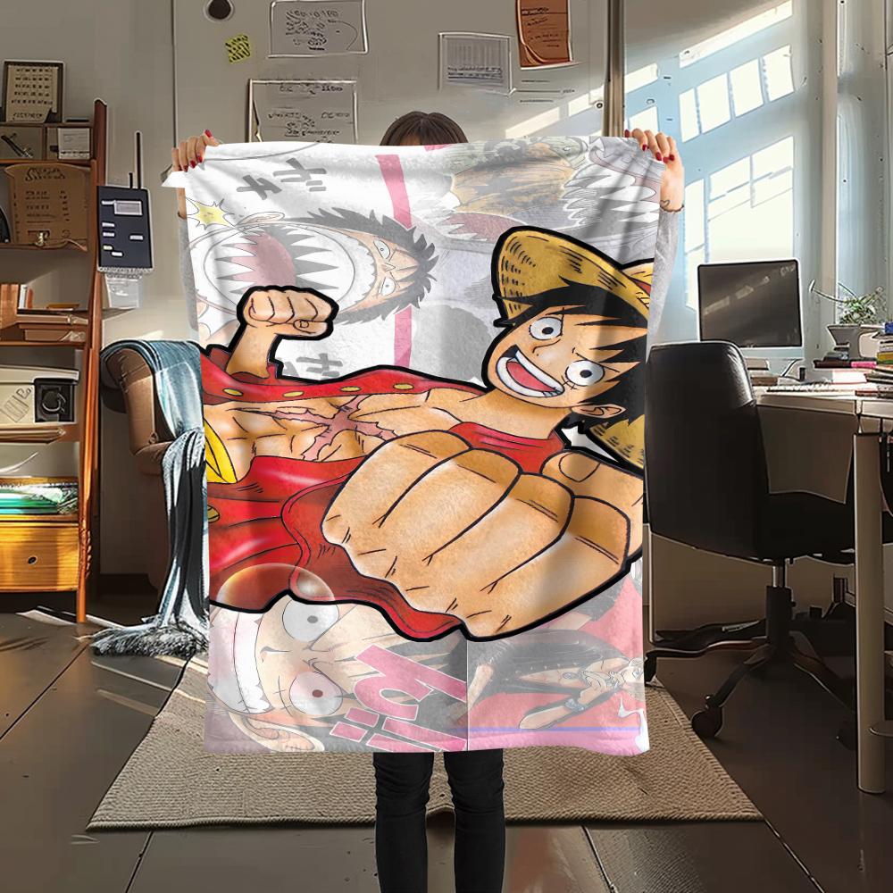 One Piece Character Print Flannel Blanket,High Quality Comfortable for All Seasons,Home Decor,Warmth and Comfort,Perfect for Christmas Gifts