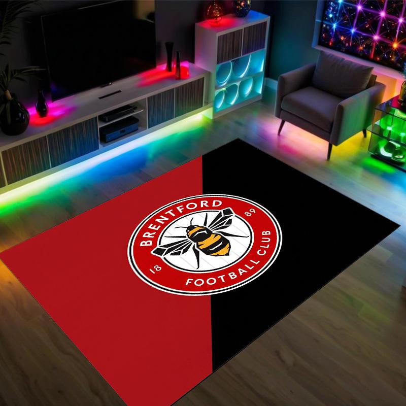 Brentford Football Design Crystal Velvet Carpet Cozy Non?Slip Printed Rug For Bedroom Living Room Entrance