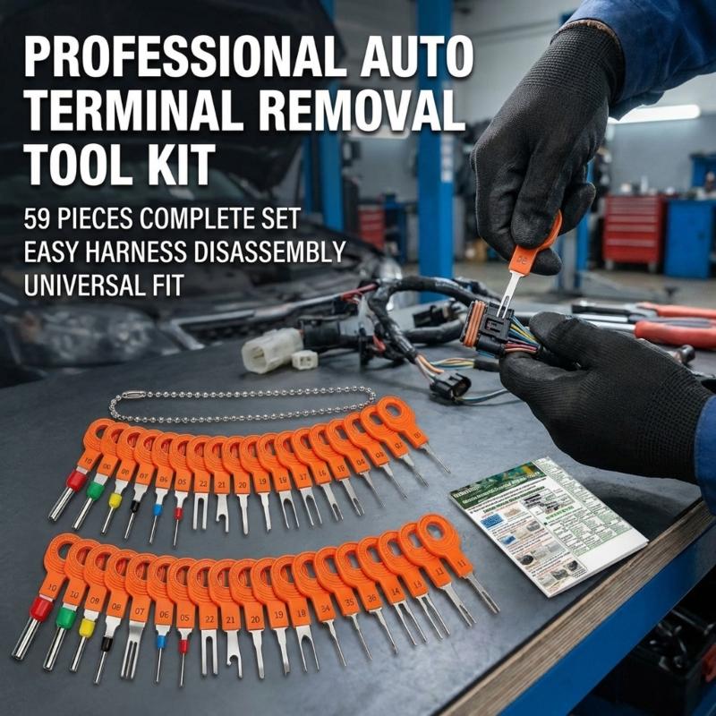 Terminal Pin Removal Tool Professional 59pcs Terminal Extractor Kit With Metal Plastic Construction For Vehicle Wiring