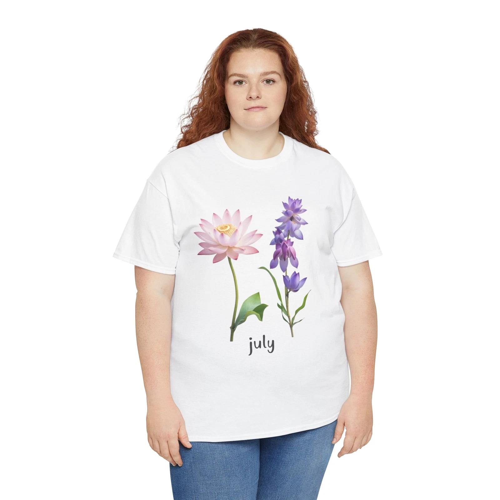 

July T-Shirt - Cute Floral Tee for Relaxing & Soothing Vibes 4XL