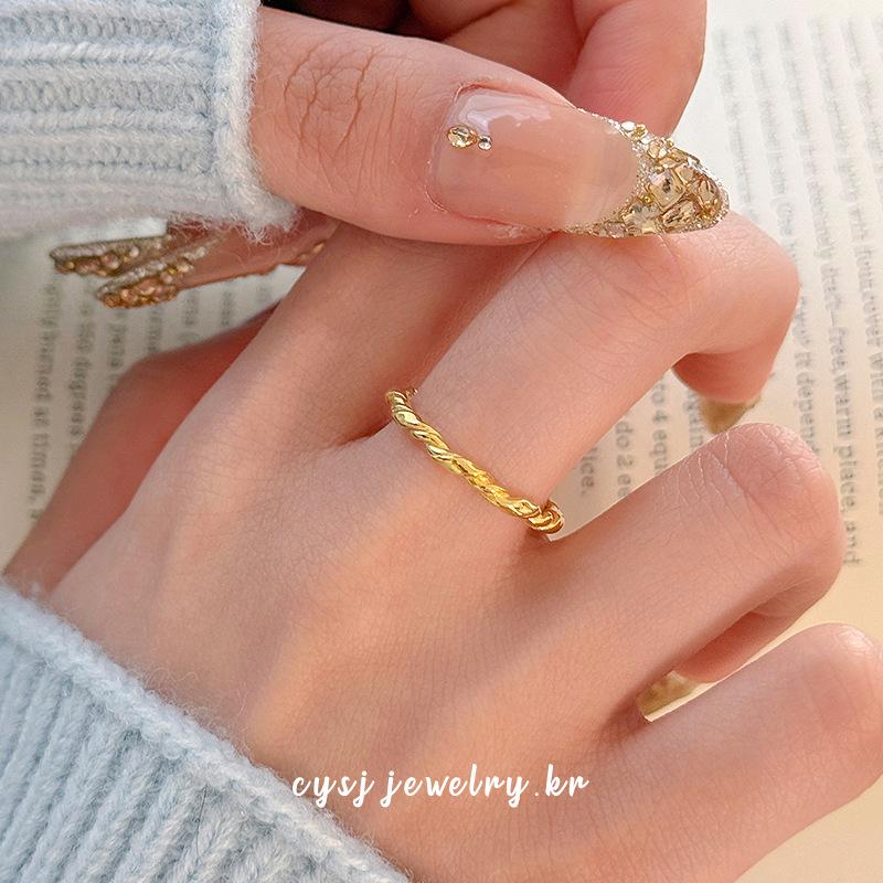 Cui Yan S925 Sterling Silver Korean Twist Knot Minimalist Adjustable Ring for Women
