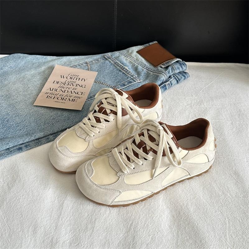 2025 Summer New Retro Color Matching Forrest Gump Shoes Women's Versatile Casual Sports Shoes Flat Comfortable Lace-up German Training Shoes