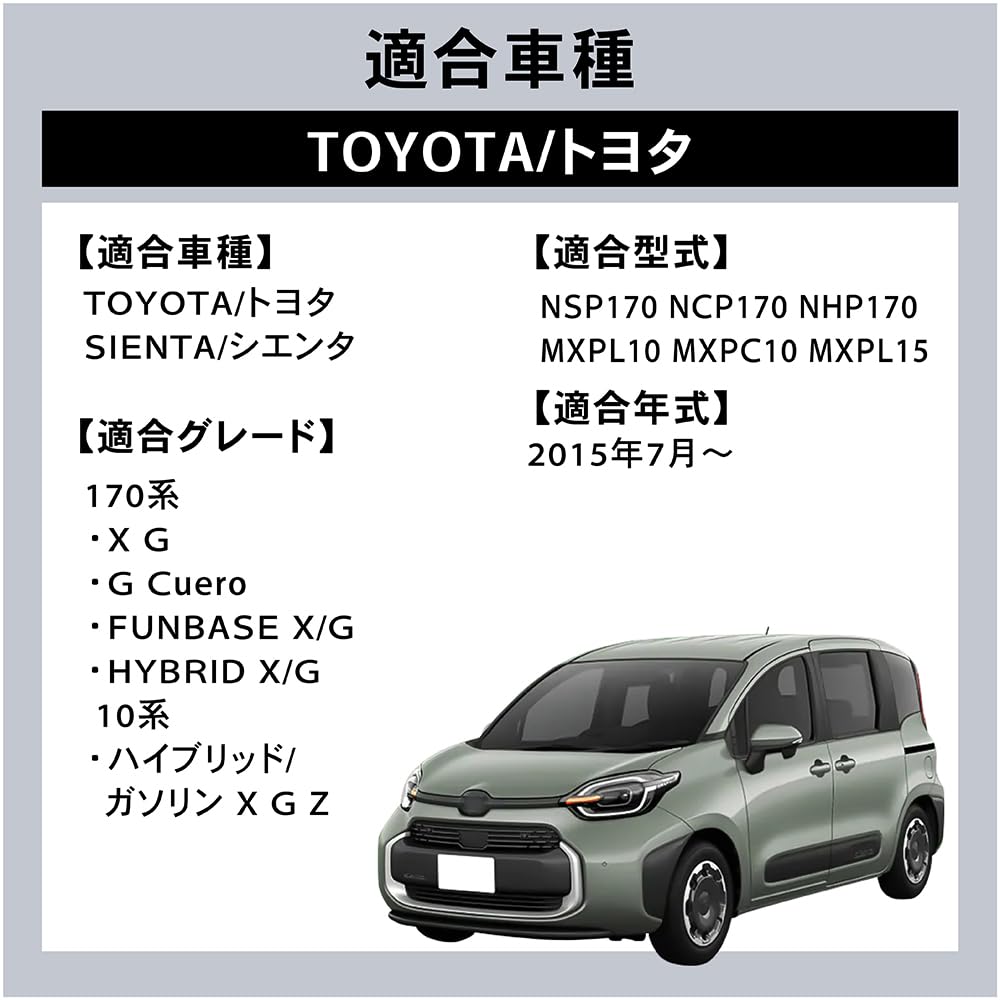 Craftworks Sienta Console Box 10 15 Armrest Center Console New Model Gray (170 Series, Series, Series), Storage, (Wireless Charging, Fabric)