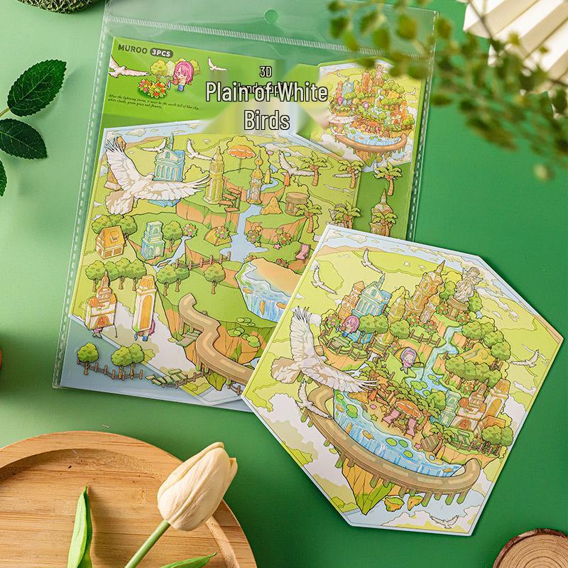Legendary 3D Scenery Stickers - Cute Miniature Scene Decorations for Student Journals
