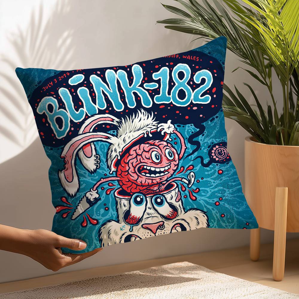 Punkband B-Blink-182 Kissenbezug Quadratisch Doppelseitiger Druck Kissenhülle Für Sofa Heim Schlafzimmer Dekoration Geschenk