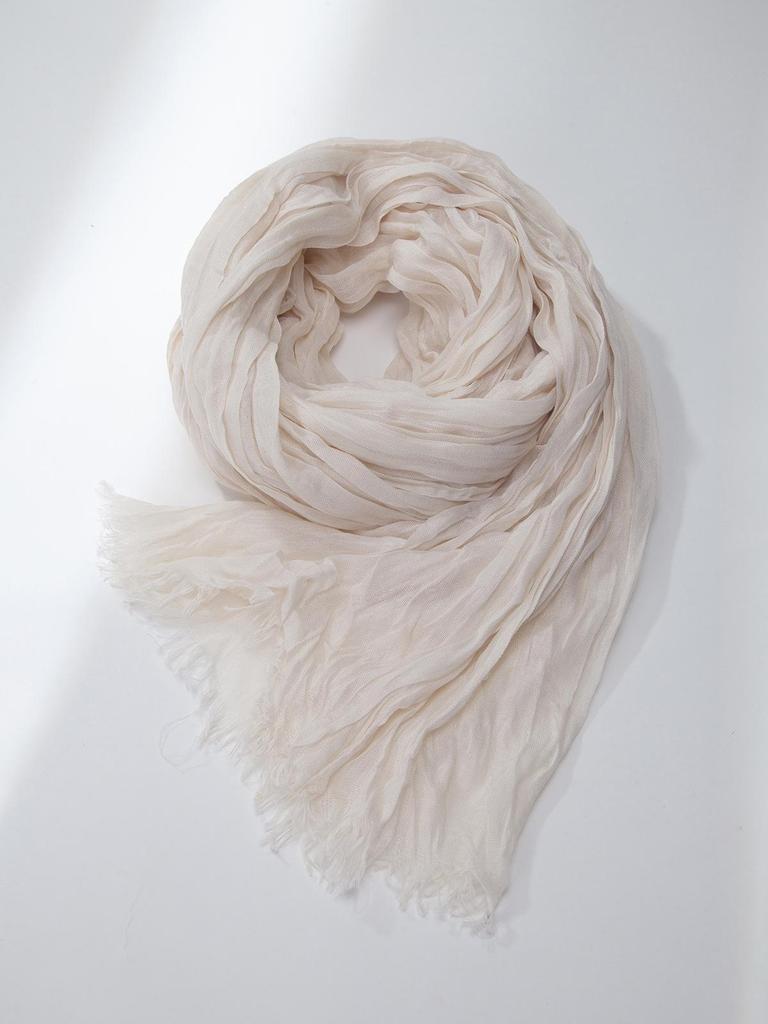 Vintage Plissierter Baumwoll-Leinen-Schal & Seiden-Krawatte Schal für Damen - Frühling/Herbst