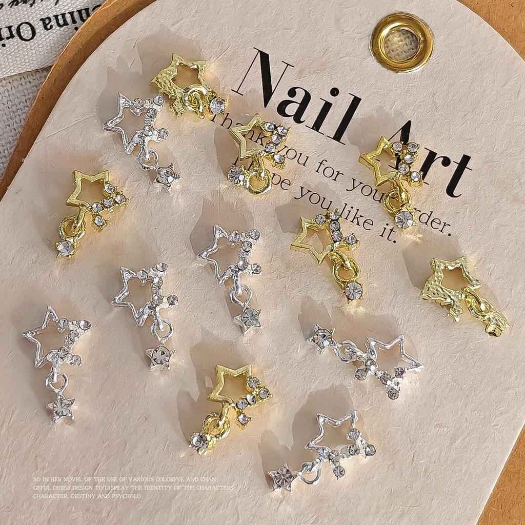 Gold & Silver Alloy Star Pendant Nail Art Accessory