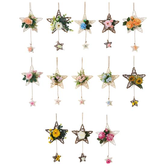 Rattan Hanging Ornaments, Five-pointed Star Shape Hangings, Handcrafted Durable Wear-resistant Home Decoration for Family Friends