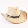 Beliebter Europäischer und Amerikanischer Western Cowboy Strohhut Damen- und Herrenmode Sonnenschutz Strohhut Outdoor Western Cowboyhut