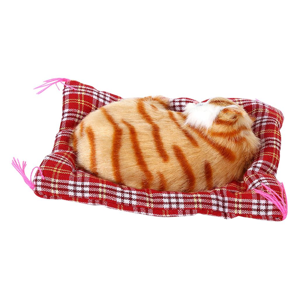 Super Cute Simulation Sounding Sleeping Kittens Cats Plush Toys Doll Christmas Gift Yellow