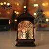 Winter Seasonal Home Decor Christmas Snow Lantern Battery Operated Swirling Water Glittering Vintage Holiday Party Table Centerpiece Santa