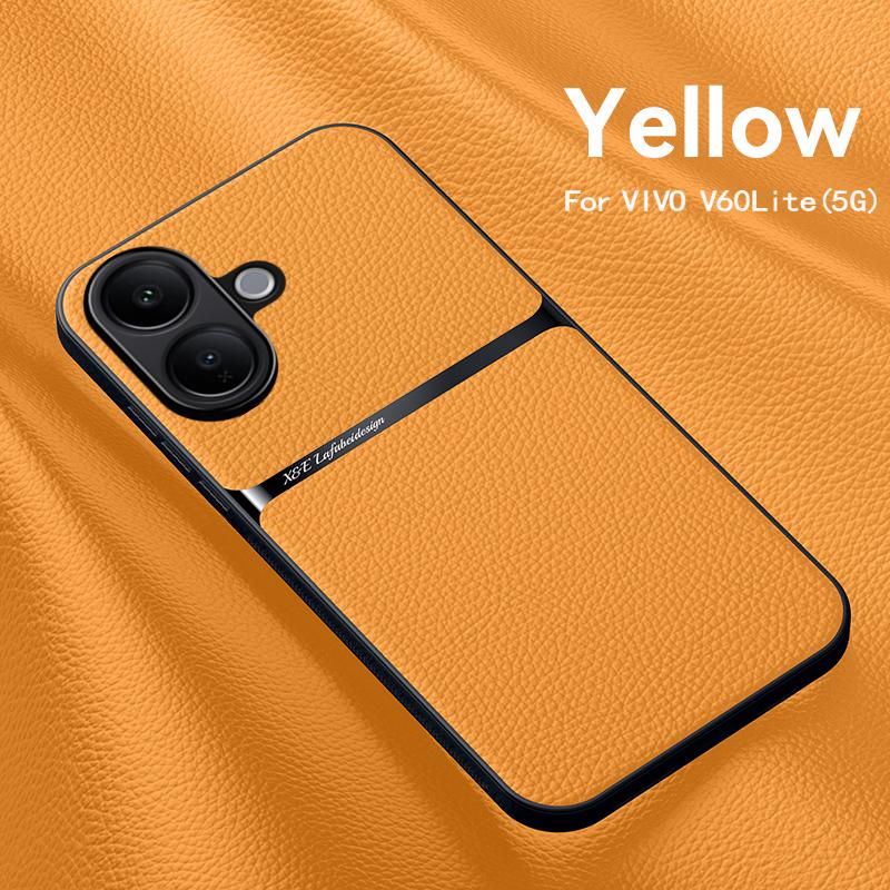 

Для VIVO V60 Lite, текстура кожи, встроенный магнитный ТПУ мягкий противоударный чехол для телефона против отпечатков пальцев VIVO V60 Lite Global