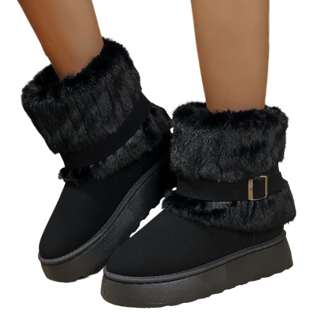 Fashion Fashion New Round Toe Thick Sole Sexy Warm Casual Walking Boots Winter Comfortable Non-slip Zapatillas De Mujer