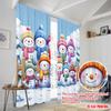 2pcs,2D Plane Printing Curtain Popular Snowman Family Winter Polyester Fabric (without Rod) Decorations Outdoor Use for Various