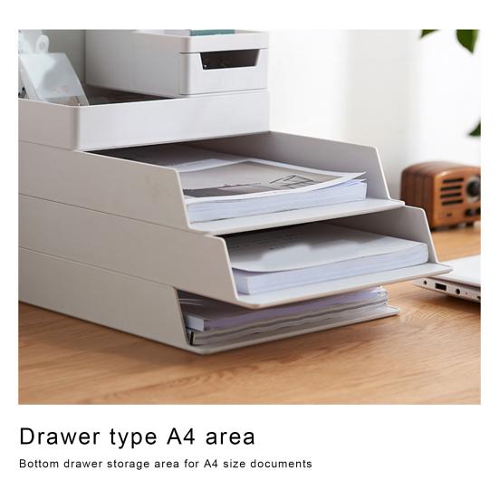 Office Storage Box Anti-crack High Capacity Pure Color Superimposed Solid Stackable Save Space Rectangle Stationery Desk Cabinet Home Supplies