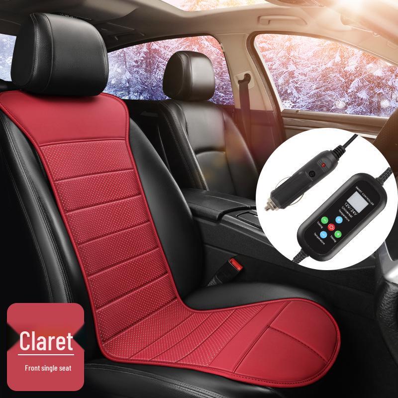 Universal PU Leather Heated Car Seat Cushion with Smart Switch for Winter (12V/24V)