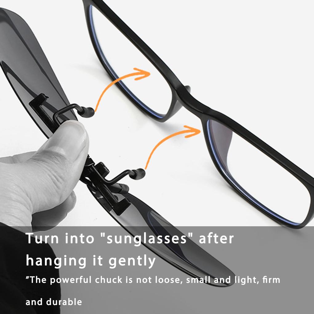 Men Fashion Square Polarized Clip-On Flip Up Metal Frame Clip Sunglasses