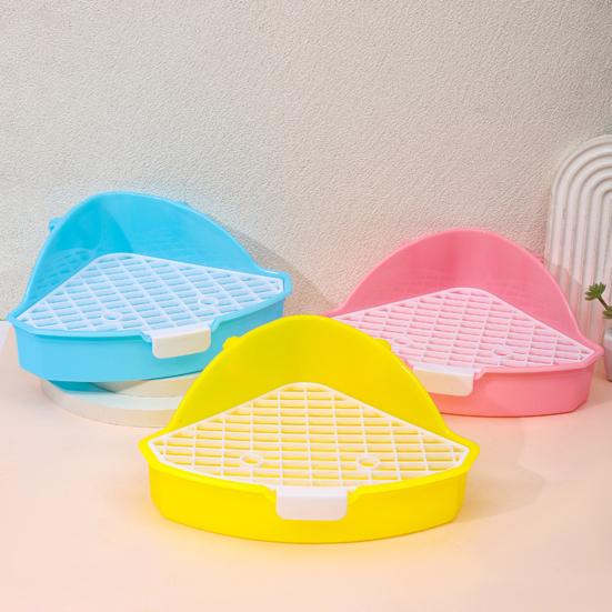 Yousheng Small Pet Toilet High Fence Detachable Hollow Platform Easy Cleaning Rabbit Litter Pan Animal Potty Trainer Bunnies Corner Toilet Box Ferret