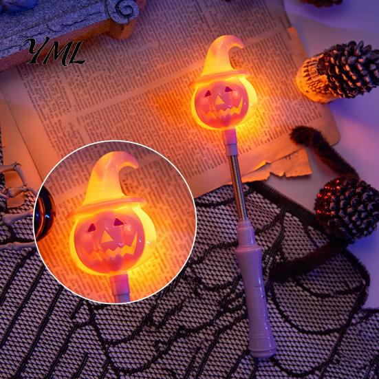 Funny Wizard Hat Pumpkin Lamp Halloween Lighted Sticks, Glowing Lantern, Handheld Shaking Light Lantern Decor with Witch Hat, LED Spooky Party