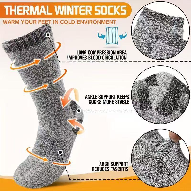 3 Pairs Men Women Winter Thick Thermal Socks Heavy Duty Fleece Ski Hiking Outdoor Floor Socks