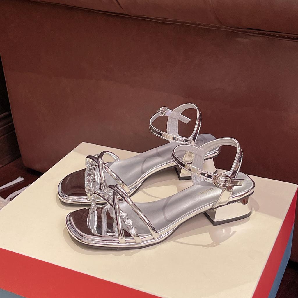 2025 NEUE Sandalen für Damen Damen Frühling und Sommer Mode Leder Zehenfrei Sandalen Riemchensandalen für Damen