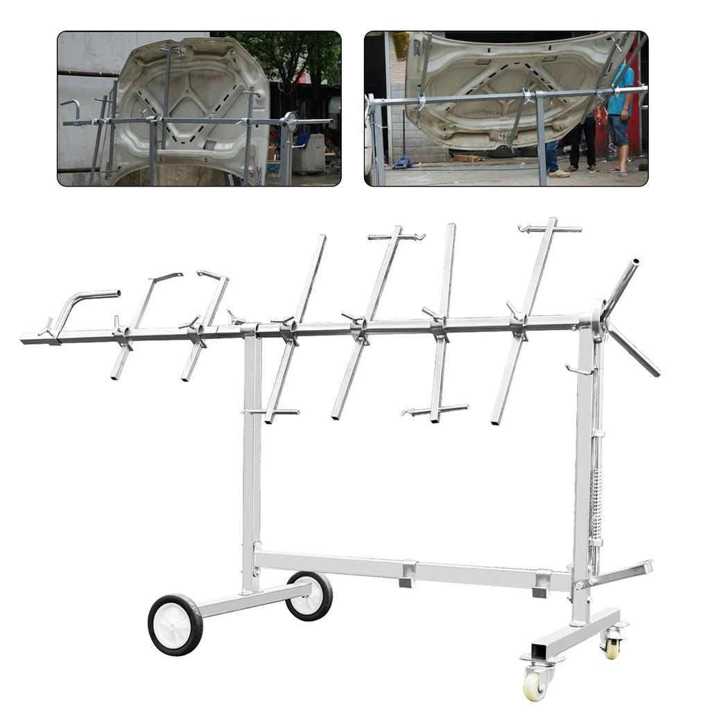 4-Wheel Automotive Spray Paint Stand,Adjustable Car Body Repair Rack,Vehicle Painting Holder,Collapsible Auto Refinishing Rack