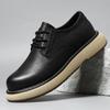 Autumn Spring Men Leather Flats British Style Breathable Male Formal Shoes Casual Round Toe Thick Bottom Business Man Shoes