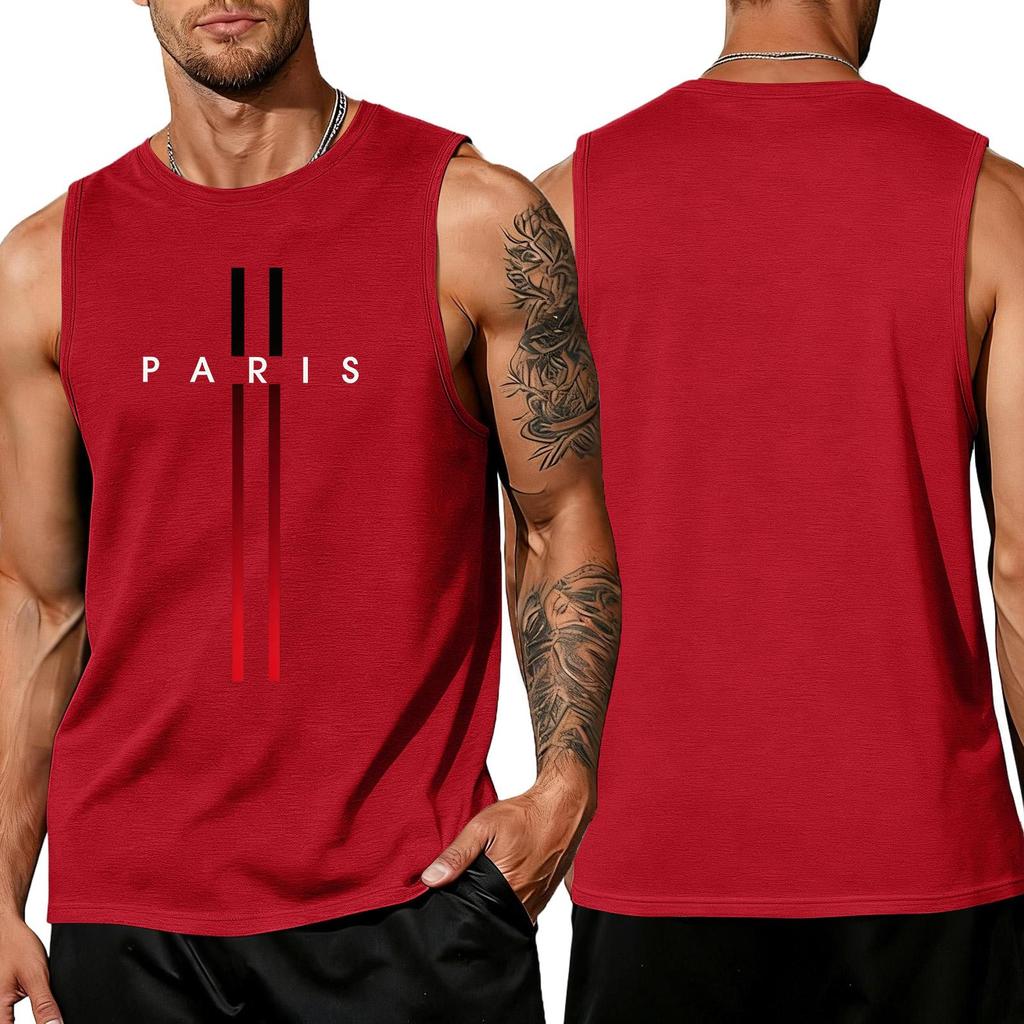 Débardeur Tendance Lâche et Décontracté pour Homme avec Imprimé Lettres, Haut Sportif Respirant sans Manches pour Homme