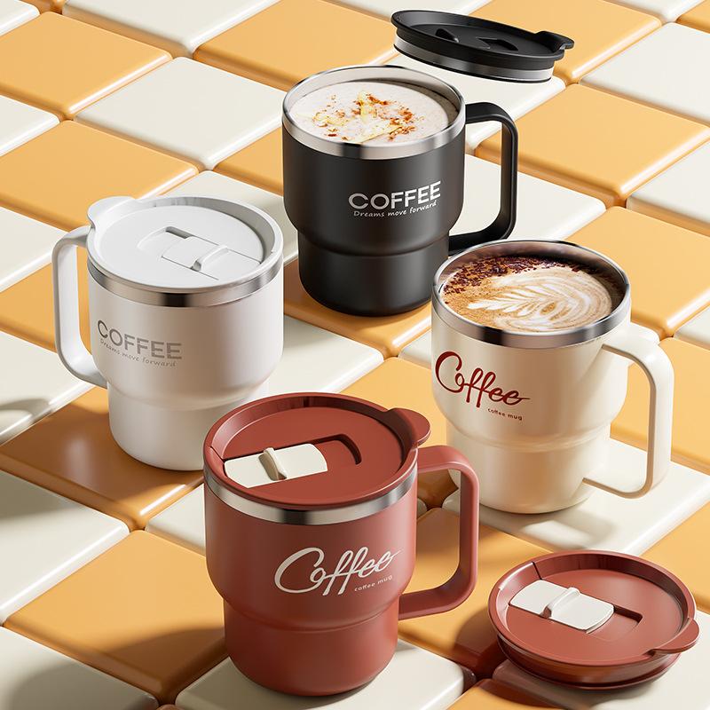 304 Stainless Steel Coffee Mug with Lid Double-Wall Travel Cup, Spill-Proof & Leakproof, Elegant Coffee Cup for Hot/Cold Drinks