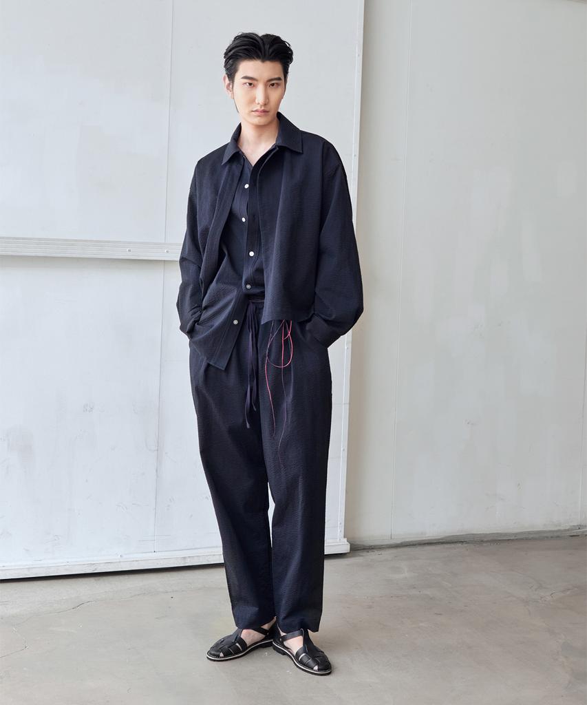 DENSITY Seersucker Elastic Pants_Navy