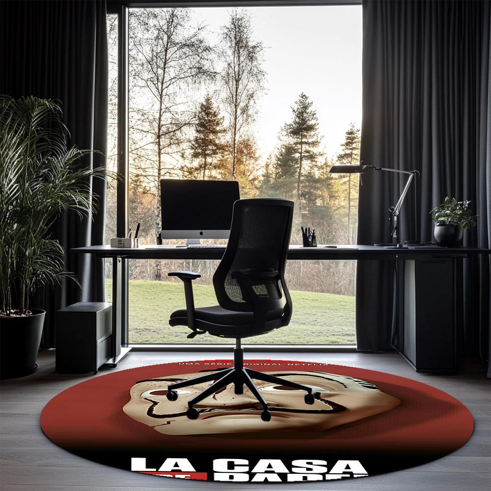 La Casa De Papel Printed Round Rug Carpet Chair Rug Area Rug Entryway Doormats,for Office Chair Living Room Bedroom Kitchen Room.