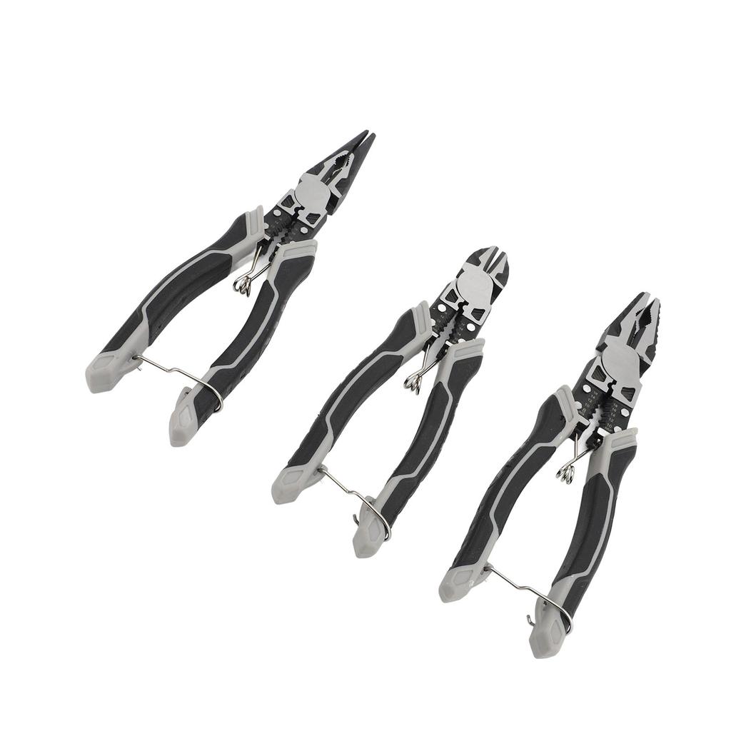 3 Pcs Pliers Set Carbon Steel Multi Functional Wire Stripper Crimper Cutter for Repair