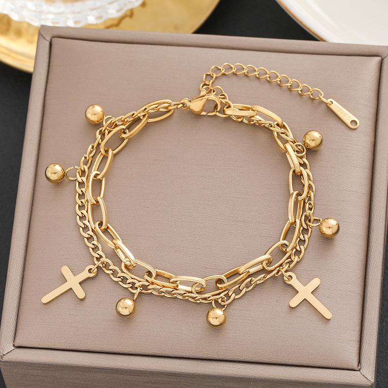 Meichen 18k Gold Non-Fading Titanium Steel Women's Fashion Bracelets - Simple, Versatile, Trendy European and American Style.