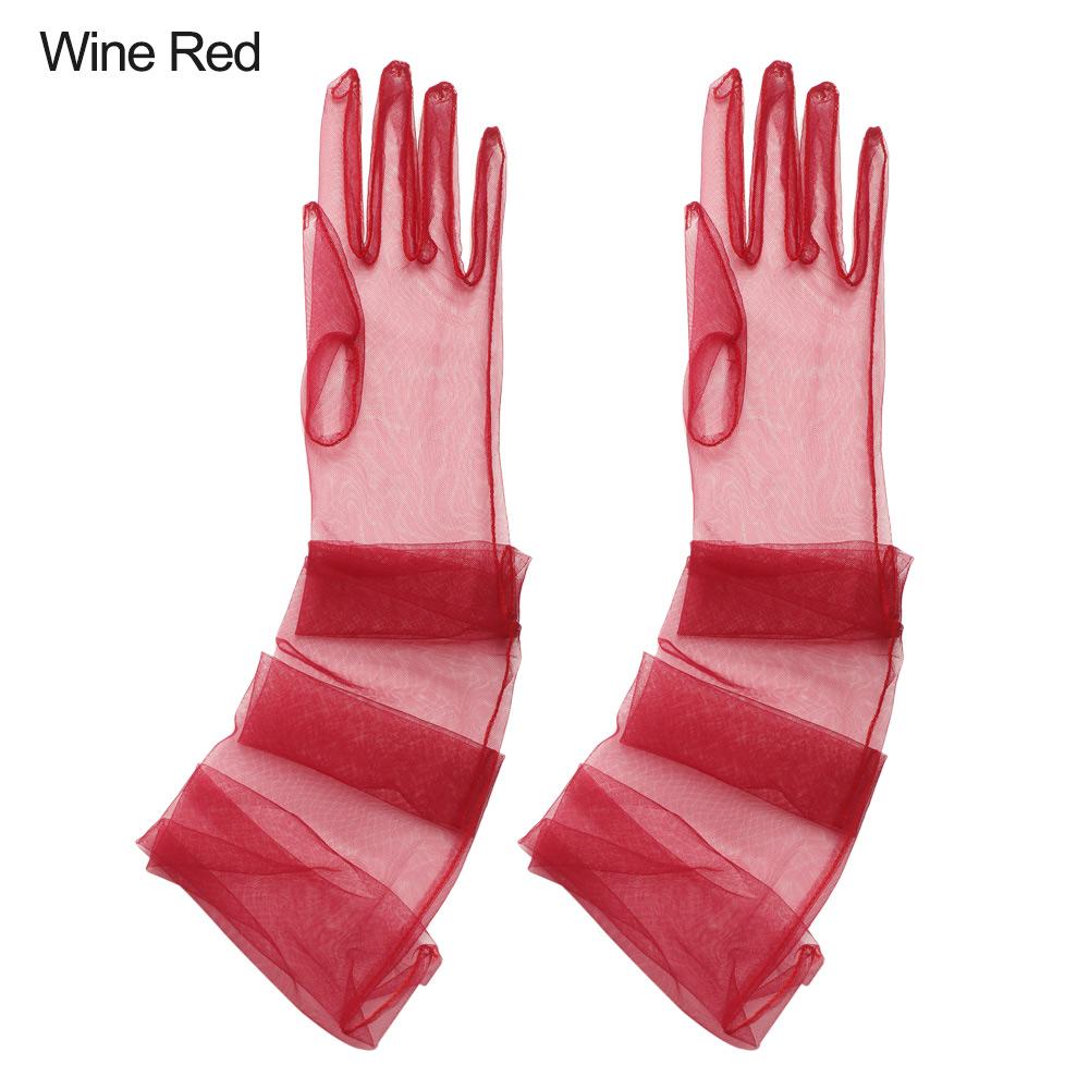 Women Sexy Lace Gloves White Mesh Tulle Gloves Lady Summer Sunscreen Mittens For Lady Driving Gloves Thin Elbow Long Gloves