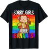 Vintage Monkey Sorry Girls I Like Bananas Tshirt For Unisex Fashion Gay Lgbtq Pride Month Male Tshirts