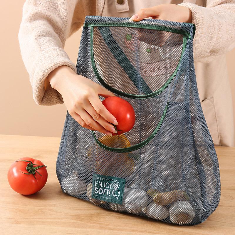 1Pc Portable Hanging Mesh Storage Bag Multi-Purpose Breathable Kitchen Fruit And Vegetable Hanging Bags