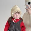 Koreański Styl Zimowa Czapka Wełniana z Koronką dla Malucha - Grubo Dziana, Wiązana, Ochrona Uszu