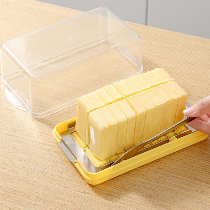 Convenient Butter Cutting and Storage Container Butter Dish with Lid Plastic Butter Container Suitable for Butter