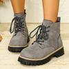Round Head Thick Heel Martin Boots Women's 2025 Autumn and Winter New Lace-up Foreign Trade Large Size Fashionable and Comfortable Short Boots