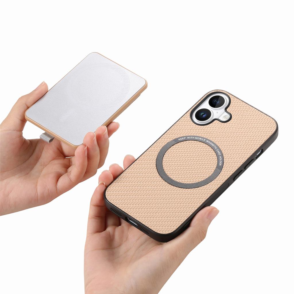 For iPhone 16 Case with  AirTag Holder Detachable Card Slot Leather + TPU + PC Phone Cover
