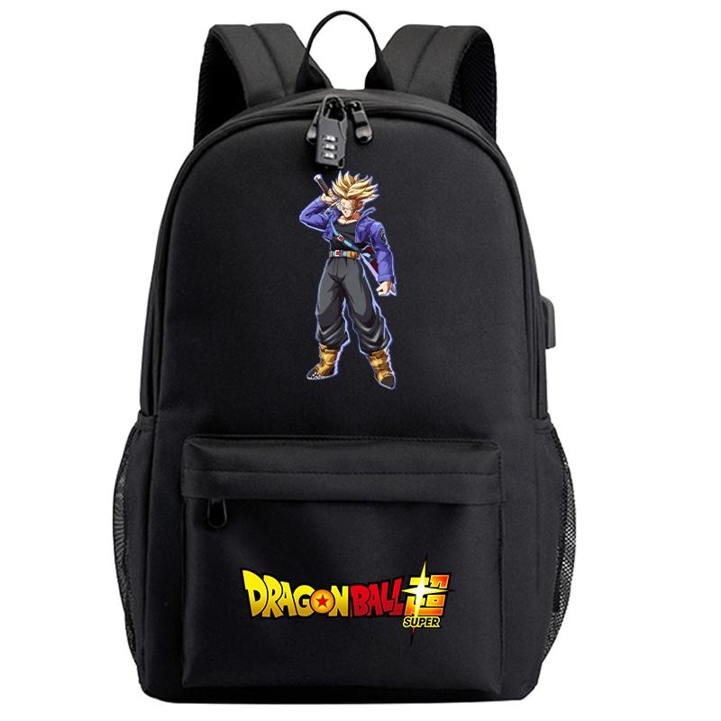 Anime Dragon Ball Black Usb Backpack for Teenager Girl Boy Back To Schoolbag Laptop Bag Daily Book Bag Men Women with Lightweight Bagpack Mochila