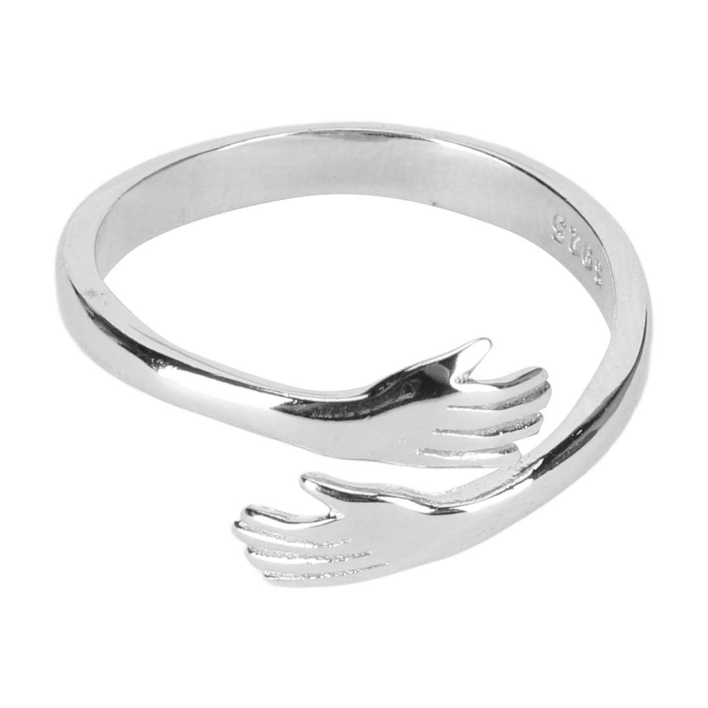 Women Hug Ring Wedding Party Silver Fashionable Elegant Adjustable Open Ring Jewelry Accessory