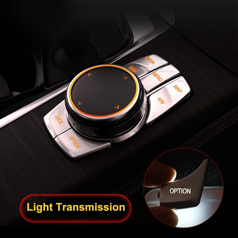 Chrome ABS Car Multimedia Button Cover Trim Parking Brake Button Sticker For BMW G01 G30 G38 5 Series 2017-2021 Auto
