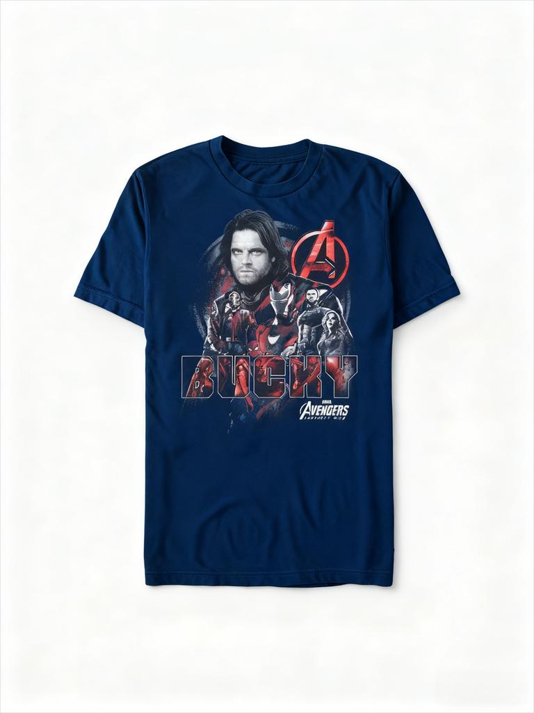 Genuine 2026 Bucky Avengers Squad Comic Print Plus Size Men's and Women's Short Sleeve Relaxed Crew Neck T-Shirts