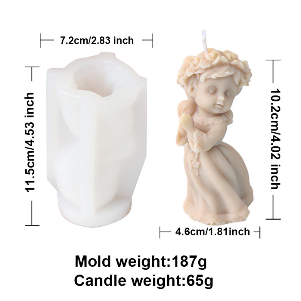 3D Rose Ring Angel Candle Silicone Mold Face Support Prayer Girl Aromatherapy Candle Gypsum DIY Wedding Decoration Gift