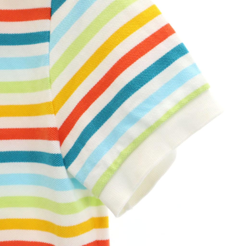 Lacoste Made In Japan Border Pattern Short Sleeve Polo Shirt 40 Fawn Women Used