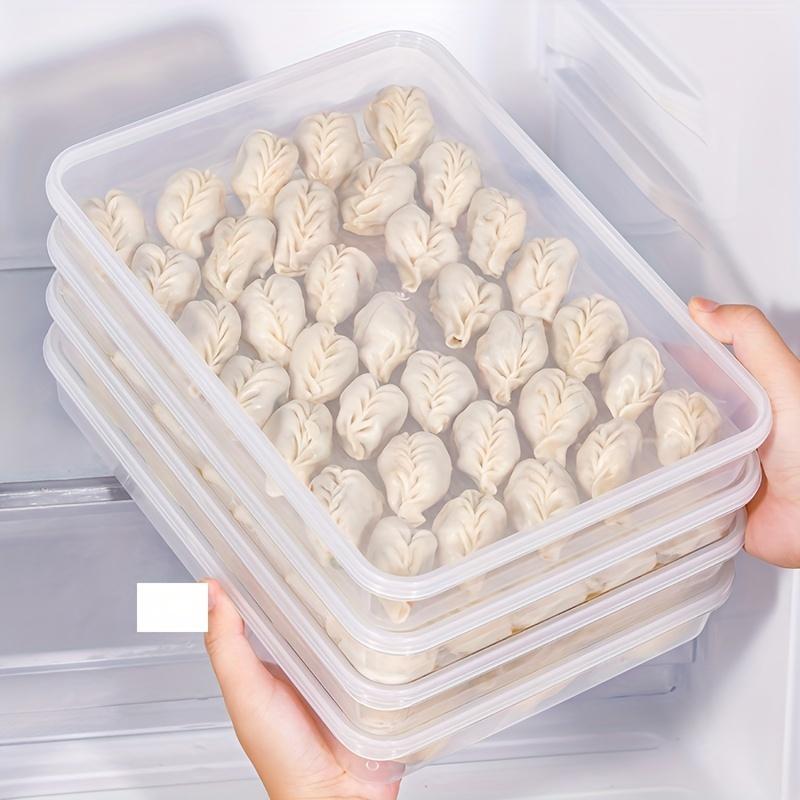 4-Pack Airtight Rectangular Dumpling Containers, BPA-Free Plastic PP Food Storage Box, Freezer-Safe with Lids