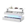 100*50*44cm Hydraulic Height-Adjustable Coffee Table, with LED Lighting, Bluetooth App Control, 2 Drawers and Open Storage, White Liftable