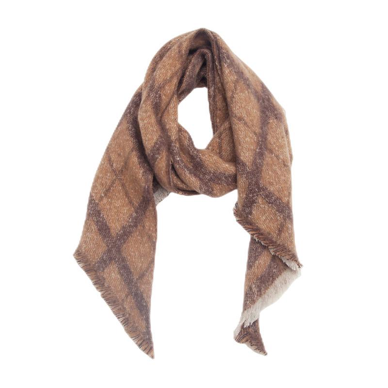 Diagonal Scarf Fashion Women Shawl Yarn Rhombus Shawl Circle Keep Warm