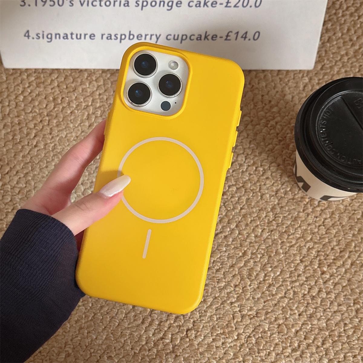 

8 цветов роскошный жидкий силиконовый магнитный чехол Magsafe для iPhone 11 12 13 14 15 16 Pro Max мягкий защитный чехол-бампер iPhone 14 жёлтый